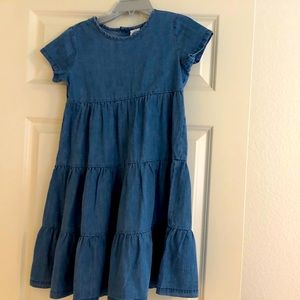 Girls tiered chambray dress